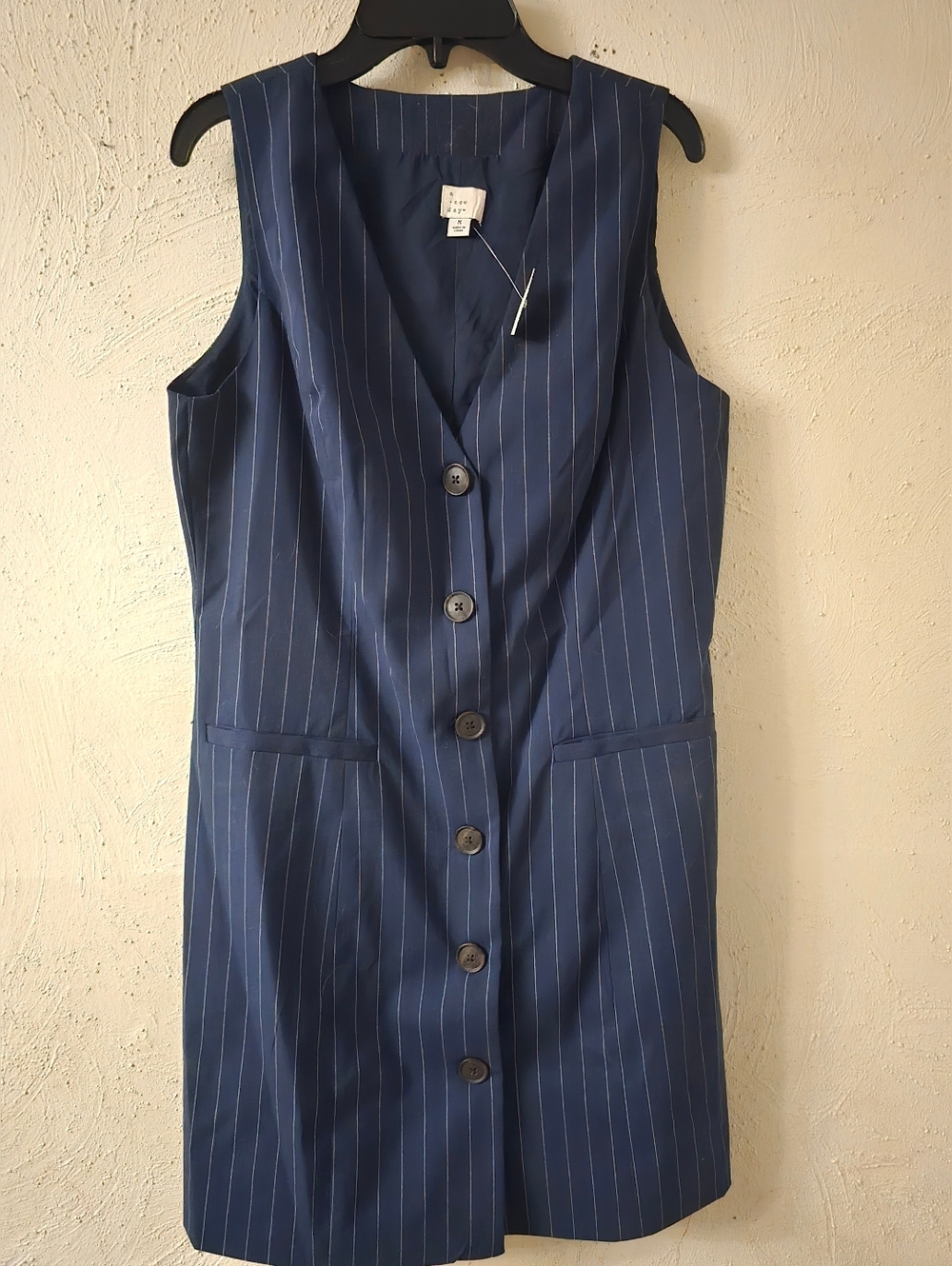 Universal Thread Navy Pinstripe Button-Front Midi Dress